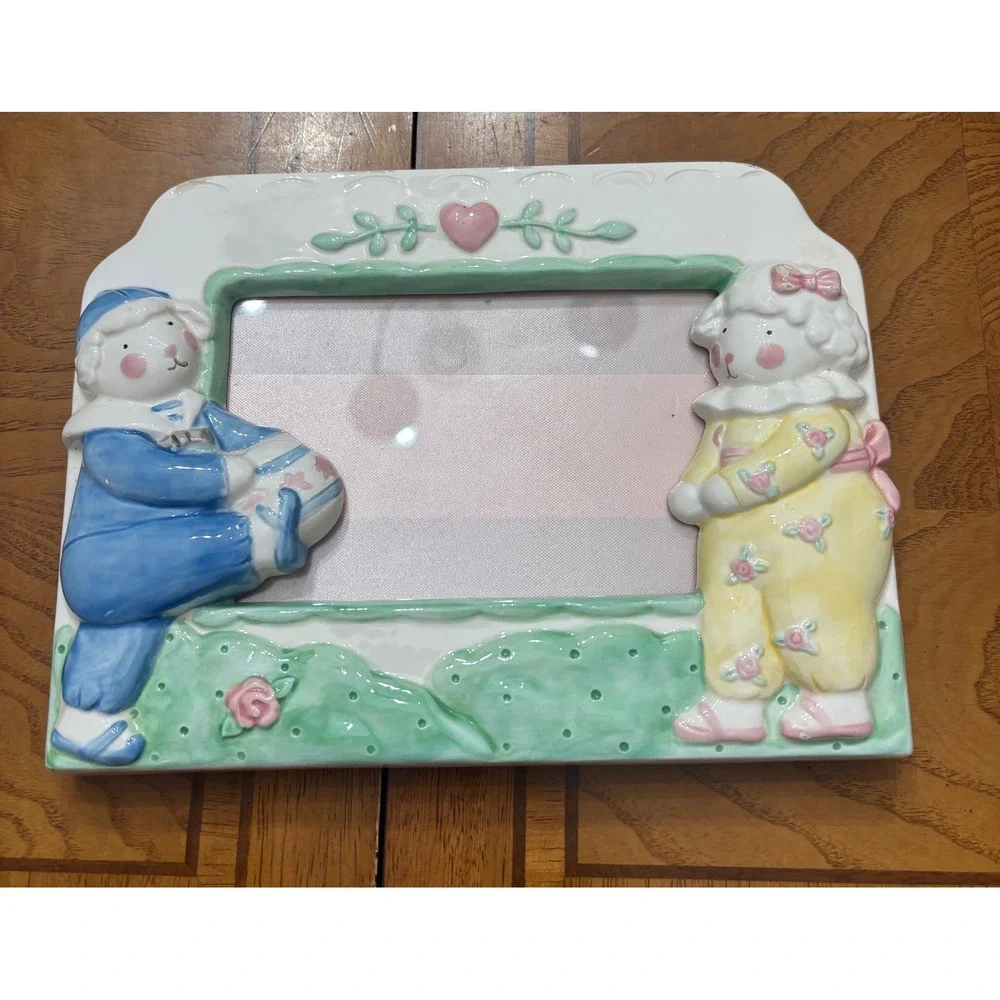 Charpente Lamb Picture Frame Nursery Baby Room Decor Blue Yellow Pink